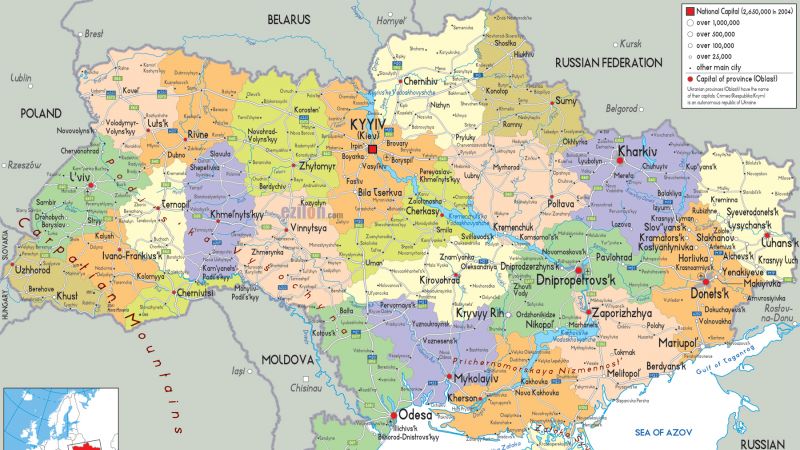 Карта украины с областями и городами на русском марьинка